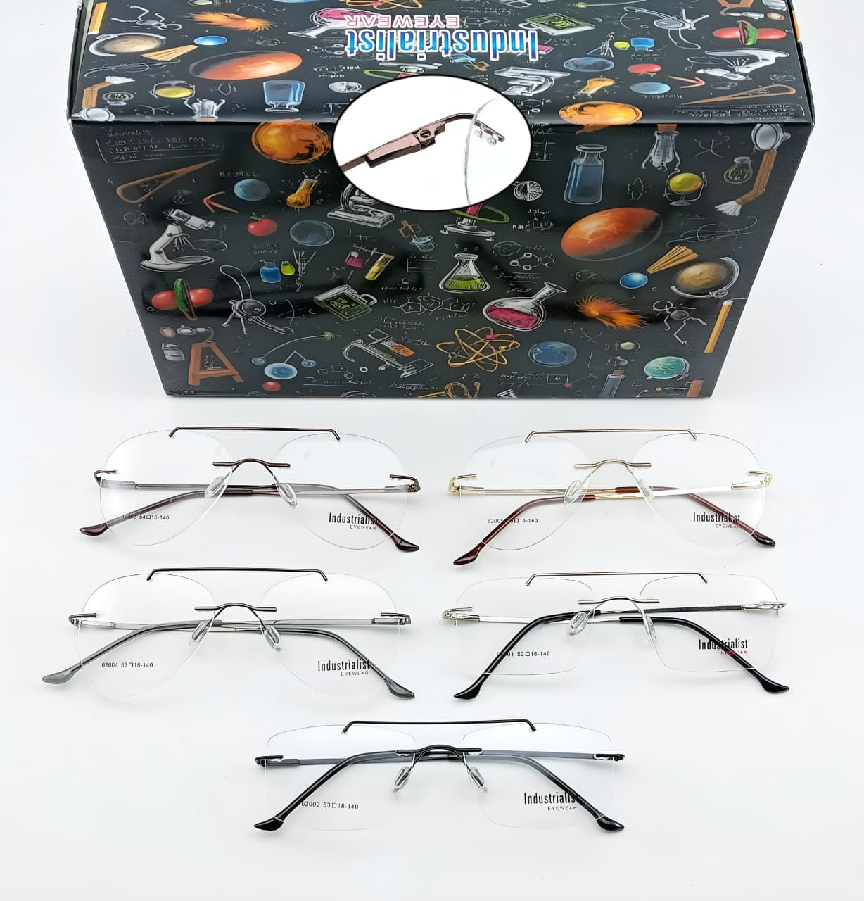 Industrialist Double Bar Rimless Metal Frames – 5 Models