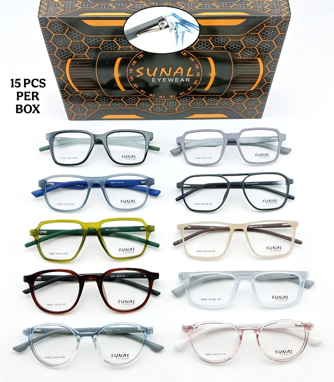 SUNAL TR Frames – 10 Models Color Mix (15 PCS Box)