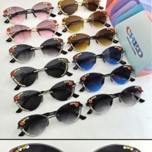 Diamond Metal Rimless Sunglasses | Stylish Crystal Designer Shades